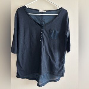 Abercrombie & Fitch Henley top dark blue embroidered logo size S